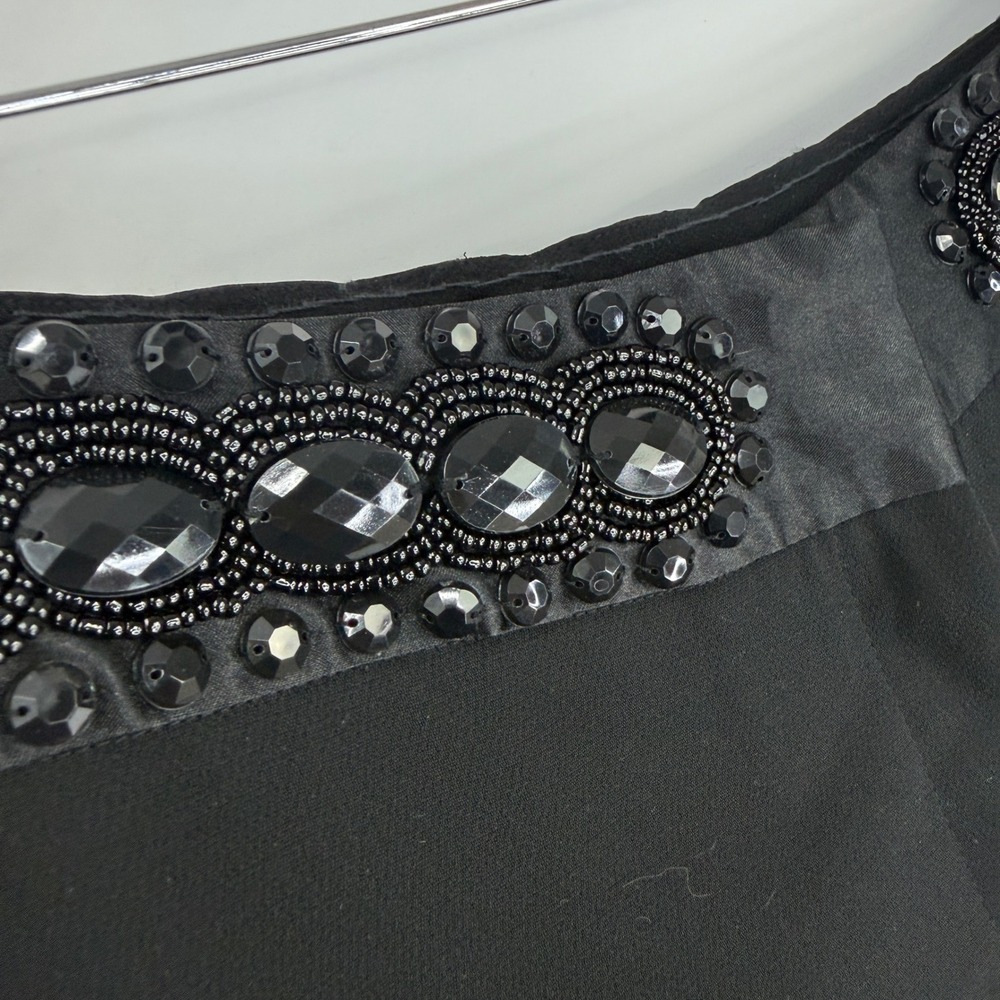 Harold's Evening Pants Womens 6 Black Beaded Waistband Wide Leg Crepe Trousers - Picture 4 of 16